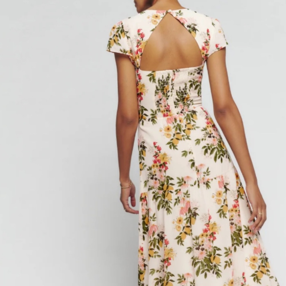Reformation Myah Dress - Floral Cream
